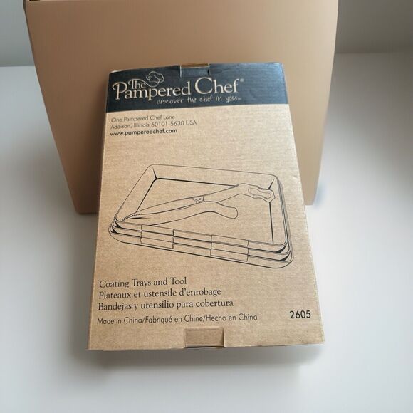 Pampered Chef Kitchen Pampered Chef Coating Trays And Tool 265 White 3 Trays And Tongs New